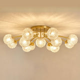 Clear Crystal Balls Gold Semi-Flush Mount Light 9-Light Image - 16