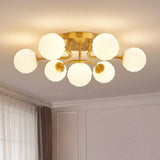 Clear Crystal Balls Gold Semi-Flush Mount Light 9-Light Image - 3