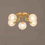 Clear Crystal Balls Gold Semi-Flush Mount Light 9-Light Image - 5