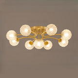 Clear Crystal Balls Gold Semi-Flush Mount Light 9-Light Image - 7