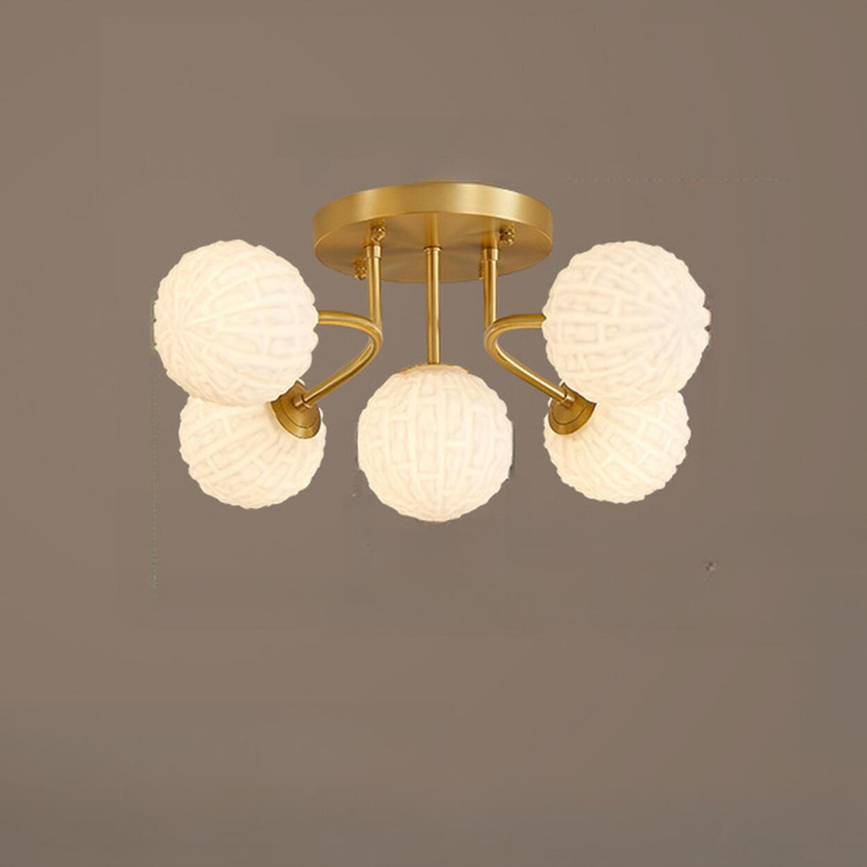 Clear Crystal Balls Gold Semi-Flush Mount Light 9-Light Image - 9