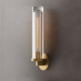 Clear Crystal Coppery Cylindrical Metal Wall Sconce Image - 10