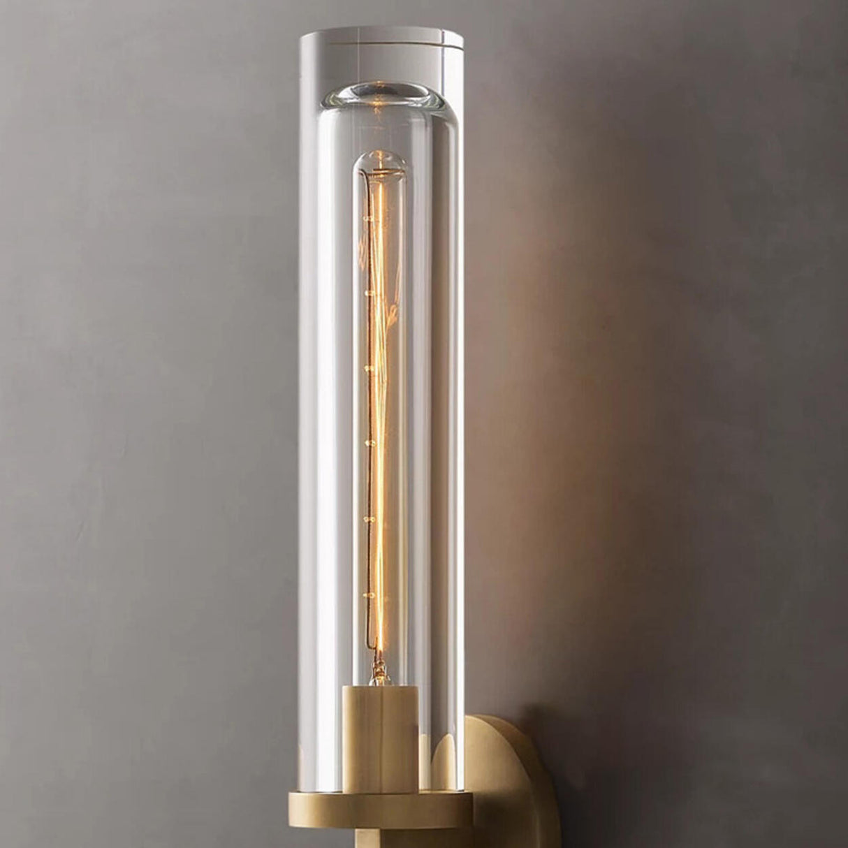 Clear Crystal Coppery Cylindrical Metal Wall Sconce Image - 15