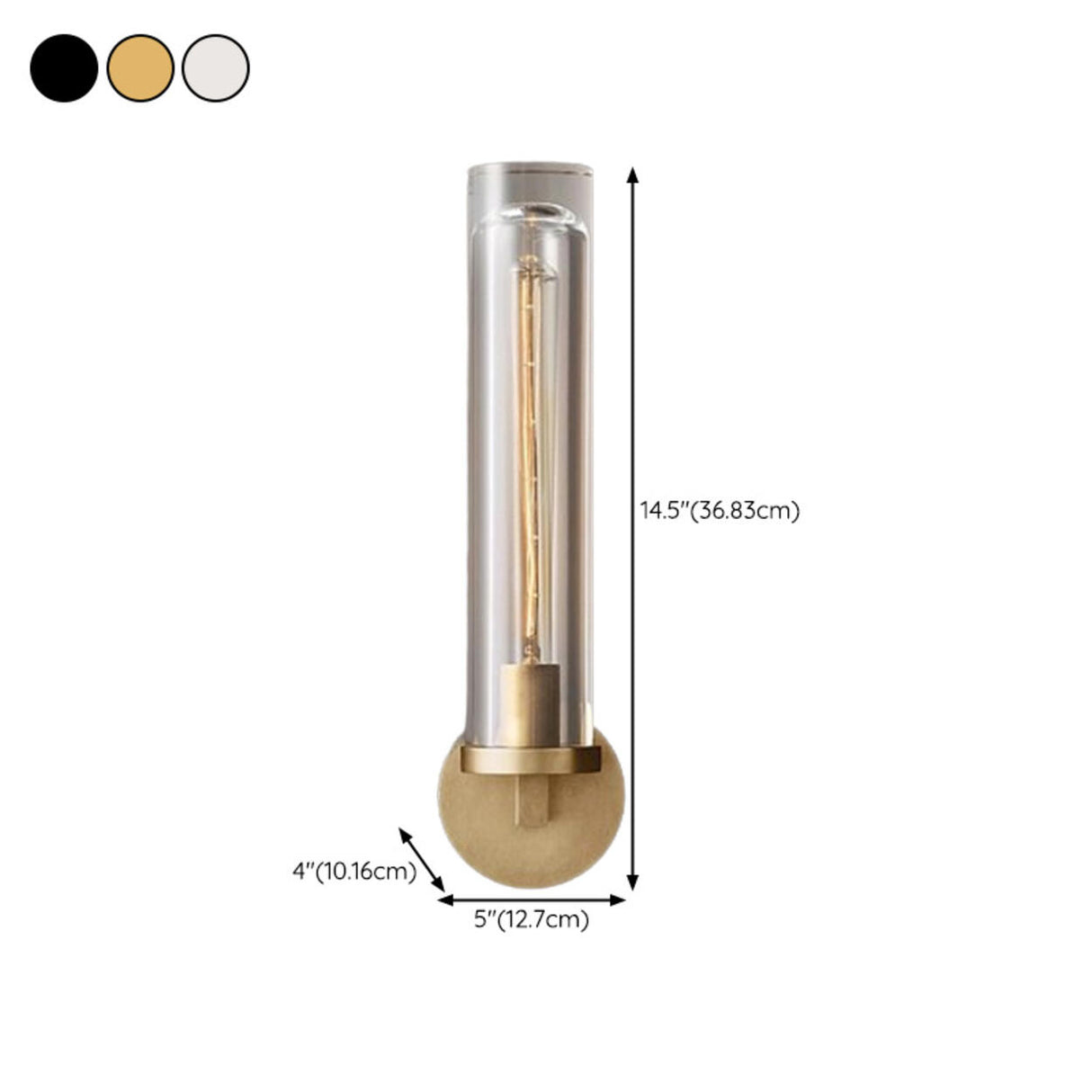 Clear Crystal Coppery Cylindrical Metal Wall Sconce 