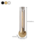 Clear Crystal Coppery Cylindrical Metal Wall Sconce #size