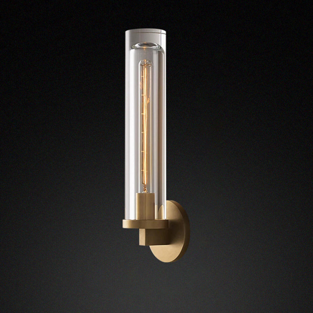 Clear Crystal Coppery Cylindrical Metal Wall Sconce Image - 3