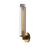 Clear Crystal Coppery Cylindrical Metal Wall Sconce Image - 8