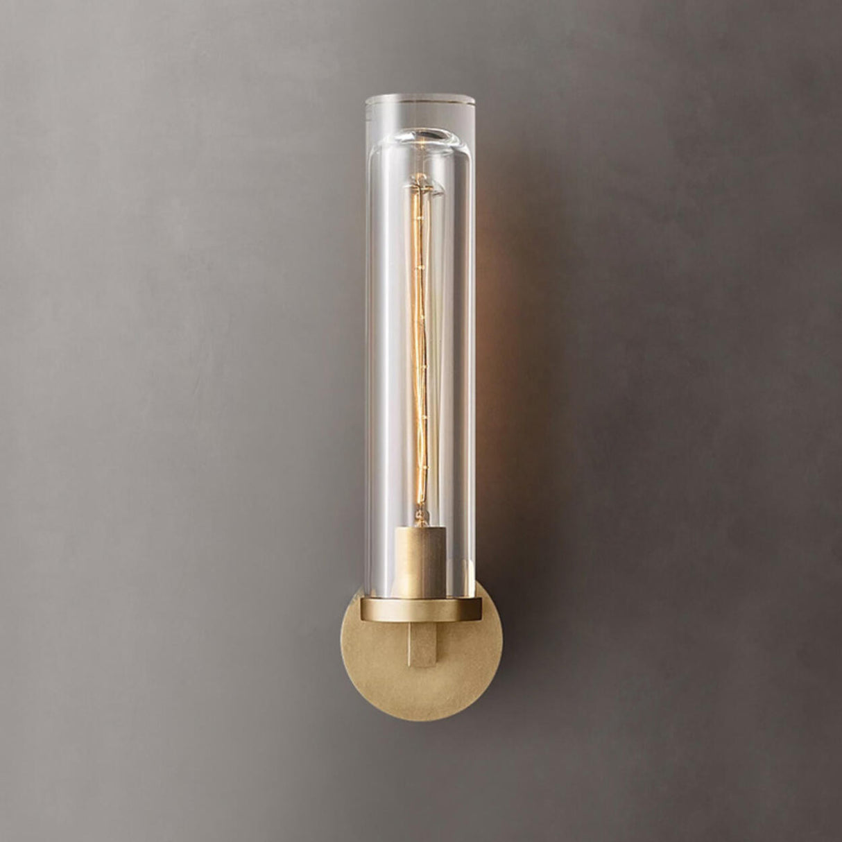 Clear Crystal Coppery Cylindrical Metal Wall Sconce Image - 9