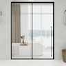 Clear Glass Black Frame Sliding Hinges Shower Door Image - 1