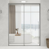 Clear Glass Black Frame Sliding Hinges Shower Door Image - 5