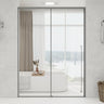 Clear Glass Black Frame Sliding Hinges Shower Door Image - 5