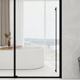 Clear Glass Black Frame Sliding Hinges Shower Door Image - 7