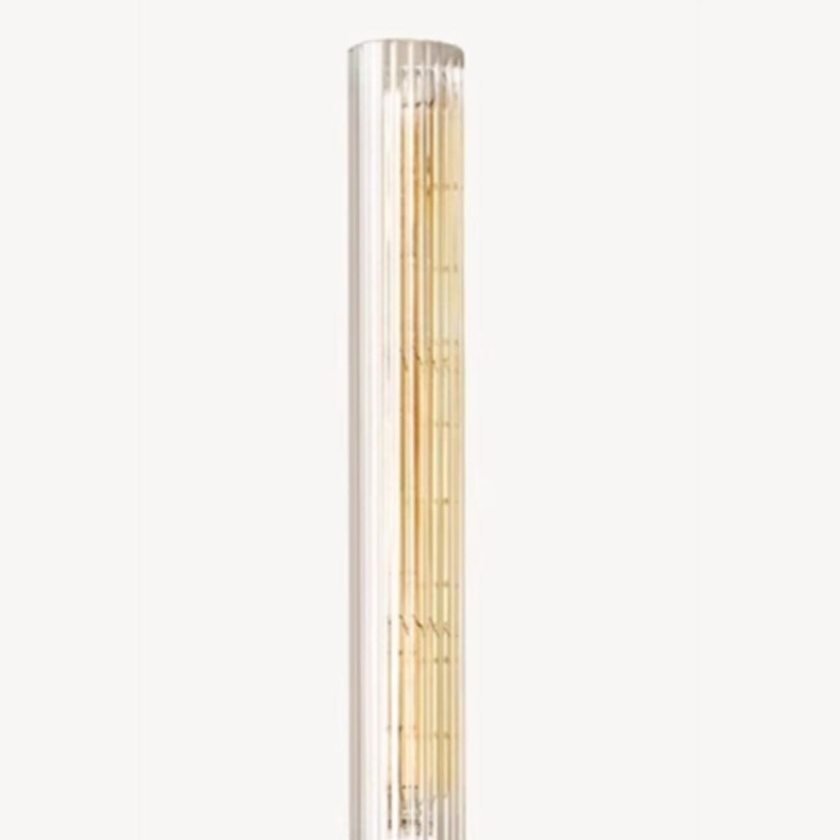 Clear Glass Brass Cylinder LED Vanity Wall Light Image - 13