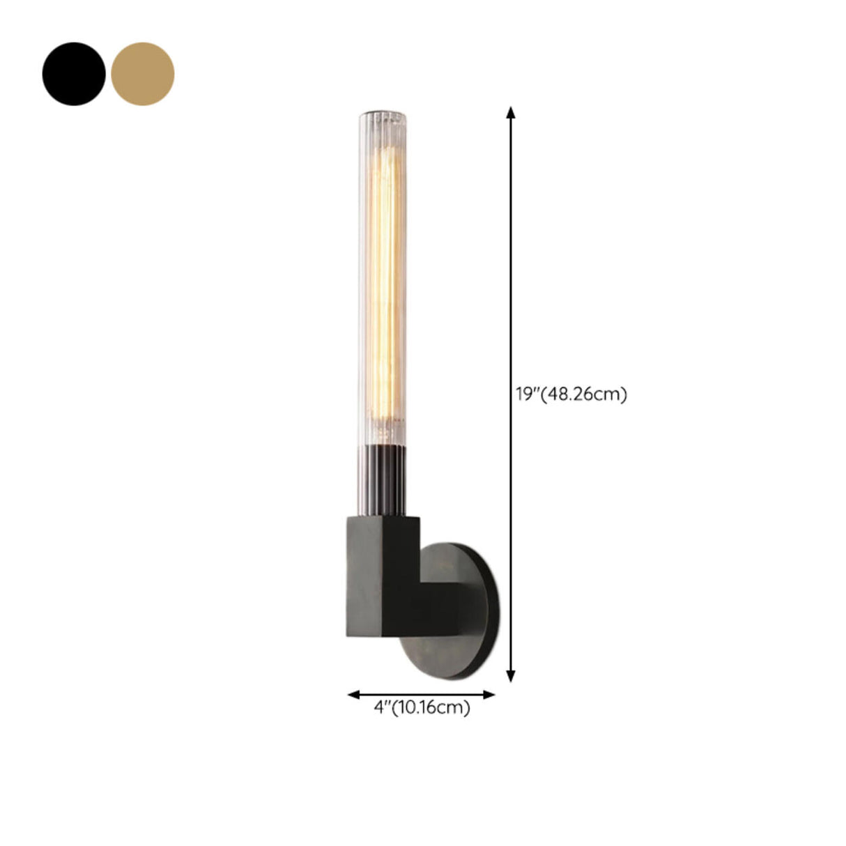 Clear Glass Brass Cylinder LED Vanity Wall Light 