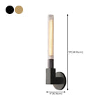 Clear Glass Brass Cylinder LED Vanity Wall Light #size