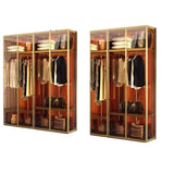 Clear Glass Door Gold Large Soft-Close Hinged Armoire Image - 13