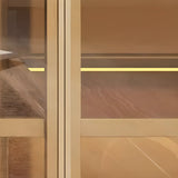 Clear Glass Door Gold Large Soft-Close Hinged Armoire Image - 16