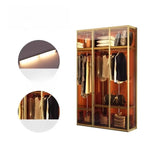 Clear Glass Door Gold Large Soft-Close Hinged Armoire Image - 20