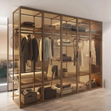 Clear Glass Door Gold Large Soft-Close Hinged Armoire Image - 6