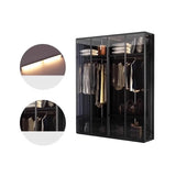 Clear Glass Door Gold Large Soft-Close Hinged Armoire Image - 7