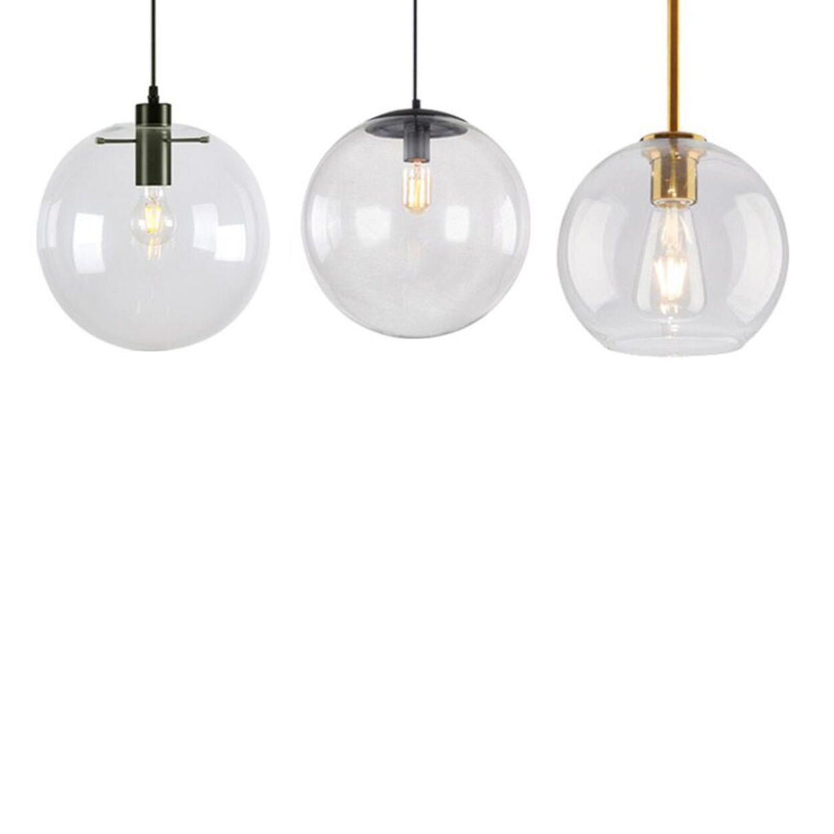 Clear Glass Globe Pendant Light Adjustable Height Image - 11