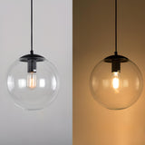 Clear Glass Globe Pendant Light Adjustable Height Image - 12