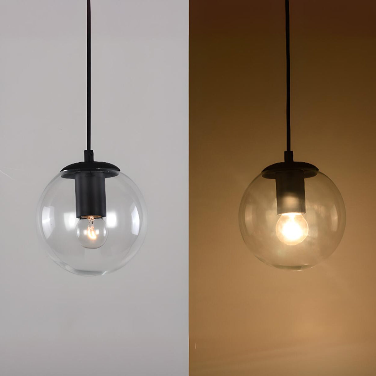 Clear Glass Globe Pendant Light Adjustable Height Image - 13