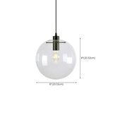 Clear Glass Globe Pendant Light Adjustable Height #size