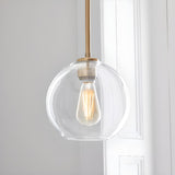 Clear Glass Globe Pendant Light Adjustable Height Image - 4