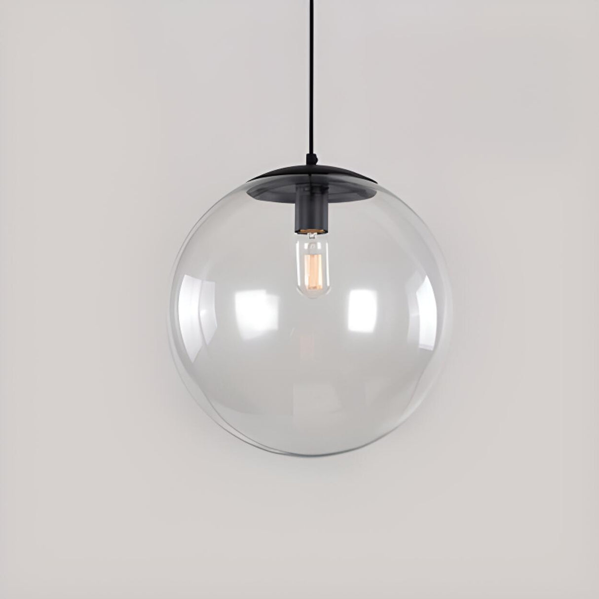 Clear Glass Globe Pendant Light Adjustable Height Image - 5