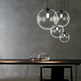 Clear Glass Globe Pendant Light Adjustable Height Image - 8