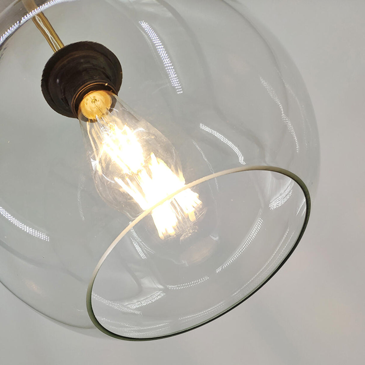 Clear Glass Globe Pendant Light Variable Length Image - 12