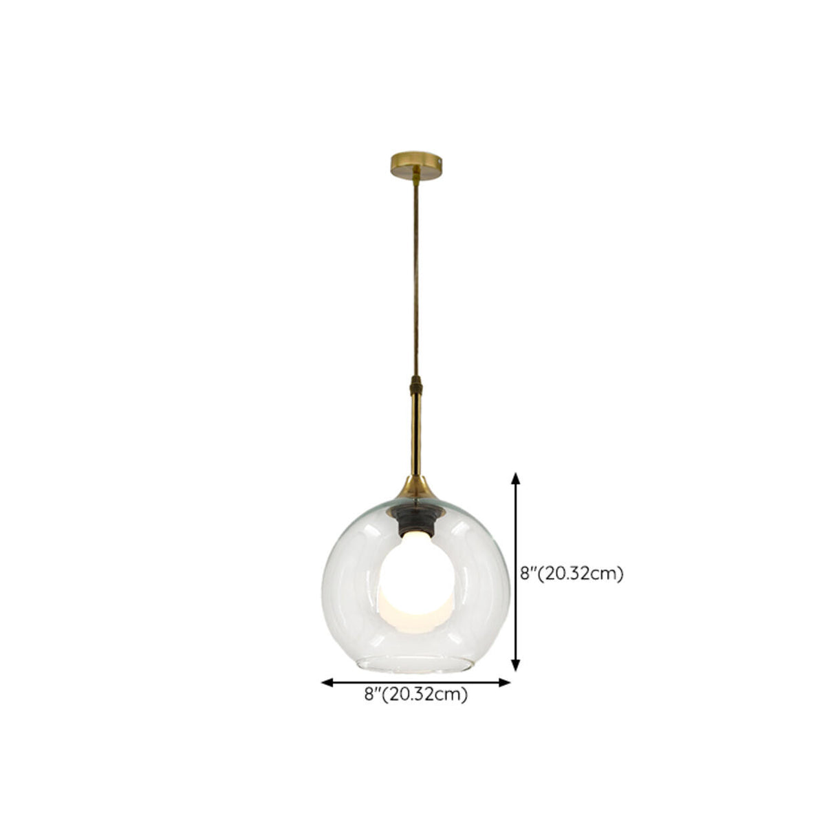 Clear Glass Globe Pendant Light Variable Length Image - 14