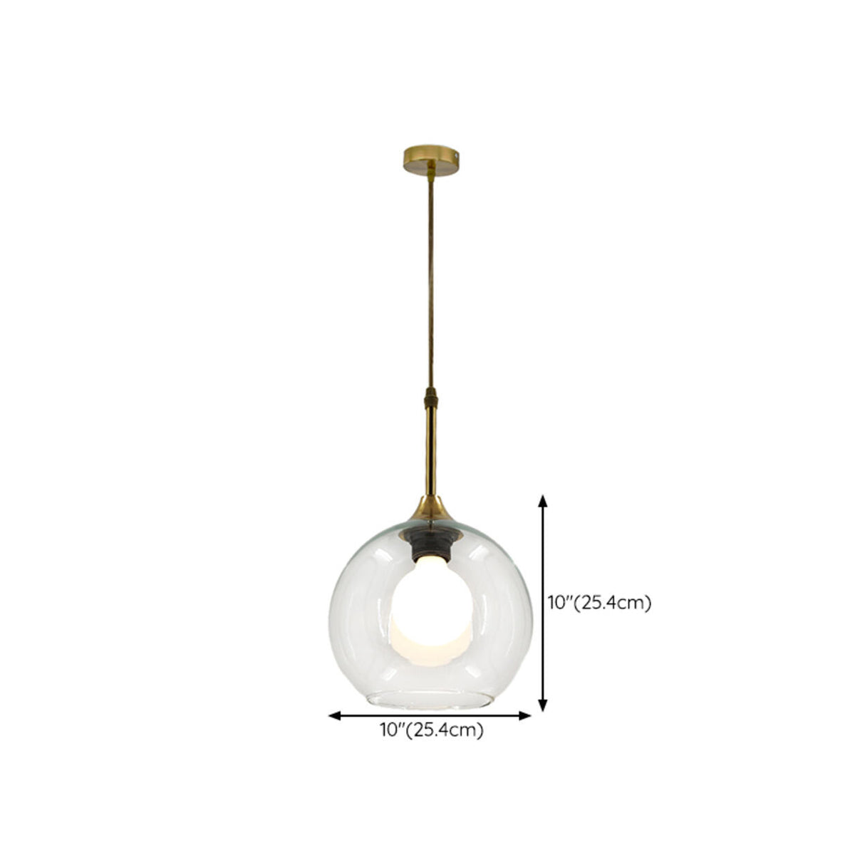 Clear Glass Globe Pendant Light Variable Length Image - 15