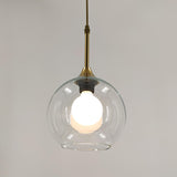 Clear Glass Globe Pendant Light Variable Length Image - 5