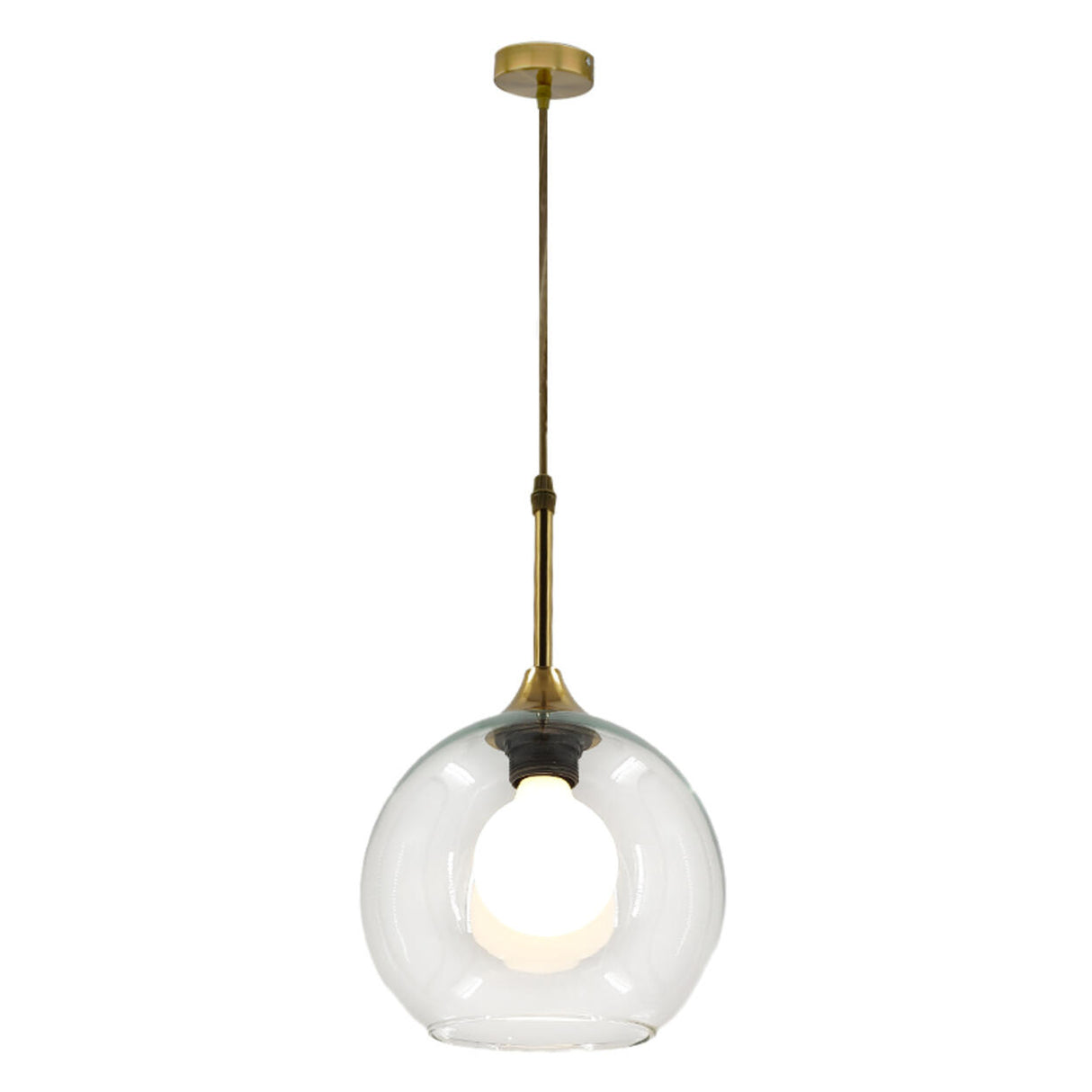 Clear Glass Globe Pendant Light Variable Length Image - 6