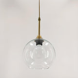 Clear Glass Globe Pendant Light Variable Length Image - 7