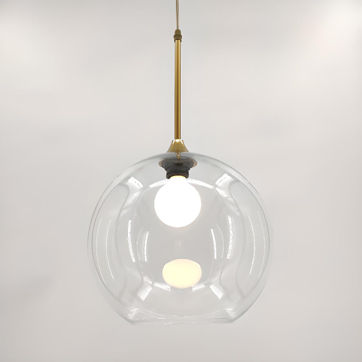 Clear Glass Globe Pendant Light Variable Length Image - 8