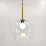 Clear Glass Globe Pendant Light Variable Length Image - 8