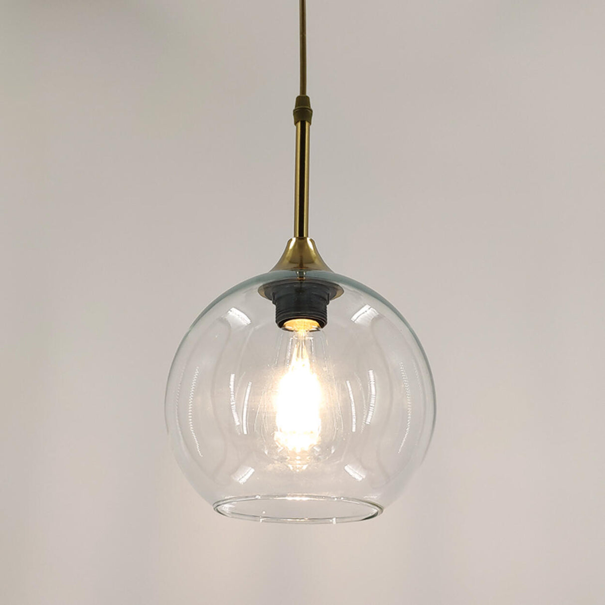 Clear Glass Globe Pendant Light Variable Length Image - 9