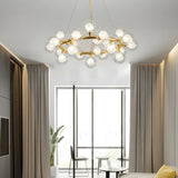 Clear Glass Gold Circle Dining Room Bubble Chandelier Image - 13