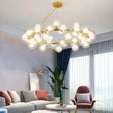 Clear Glass Gold Circle Dining Room Bubble Chandelier Image - 3