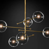 Clear Glass Gold Linear Living Room Bubble Chandelier Image - 10