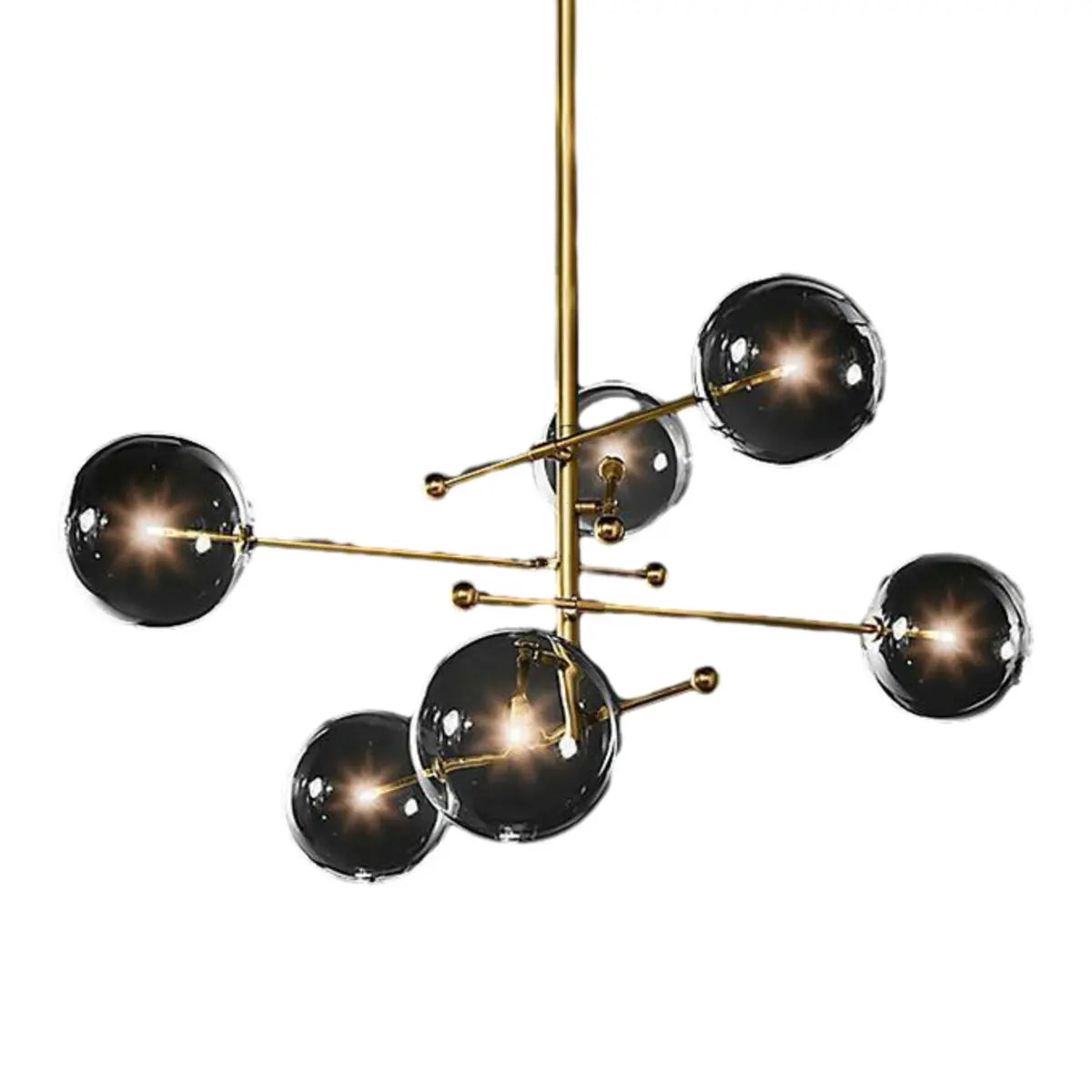 Clear Glass Gold Linear Living Room Bubble Chandelier Image - 5