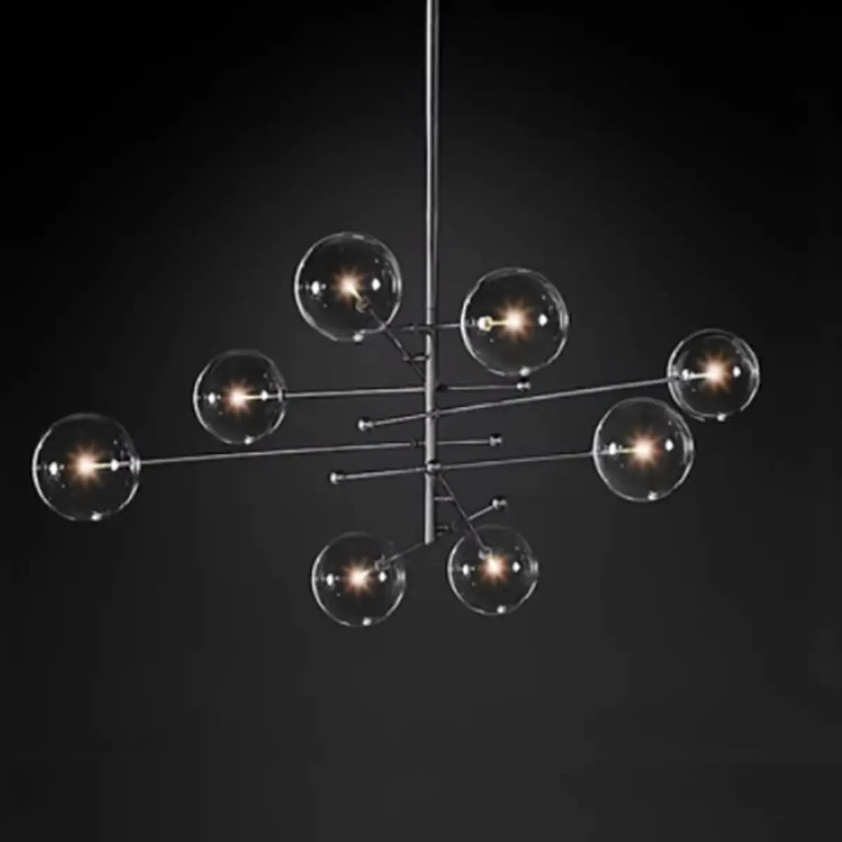 Clear Glass Gold Linear Living Room Bubble Chandelier Image - 7