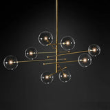 Clear Glass Gold Linear Living Room Bubble Chandelier Image - 9