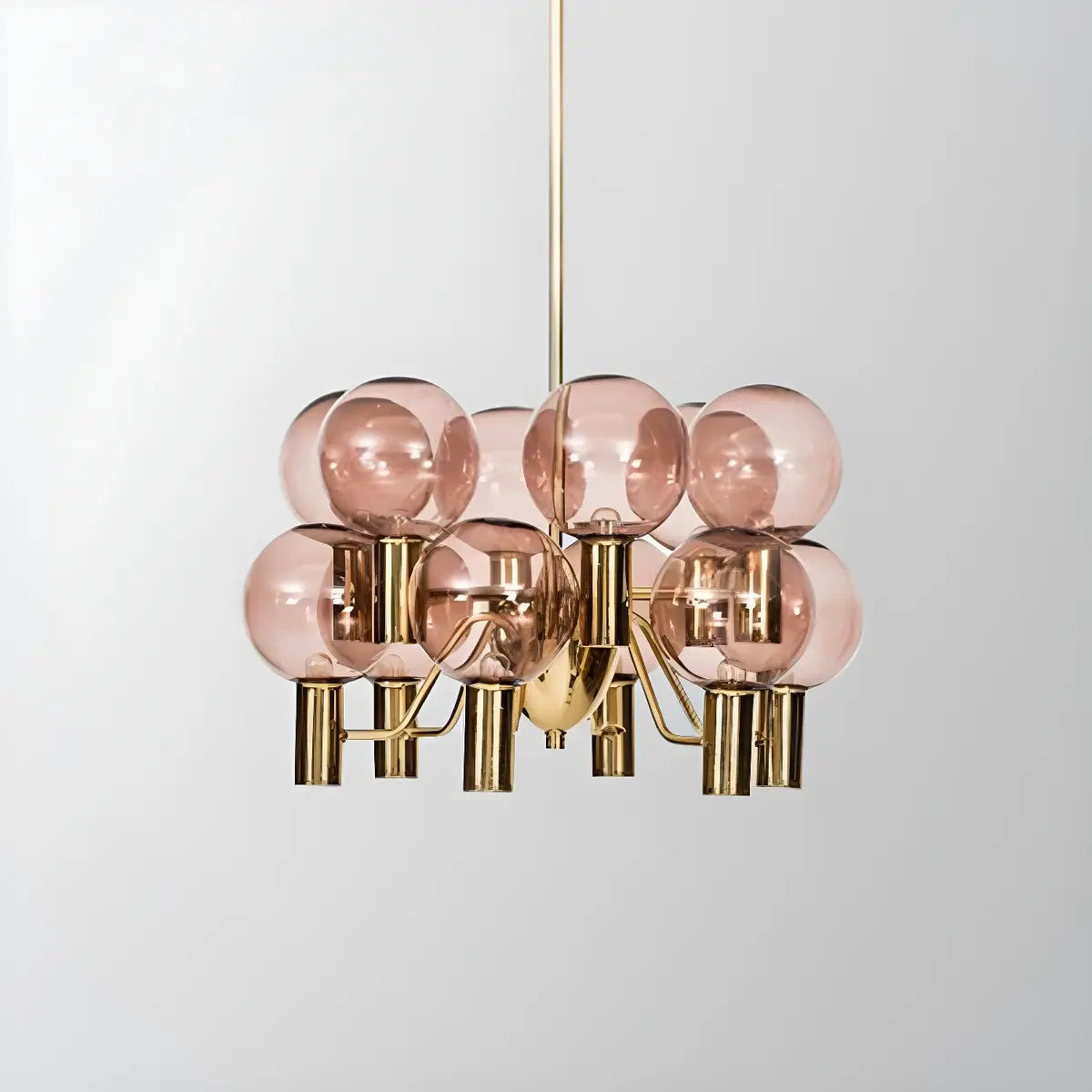 Clear Glass Pink Cluster Dining Room Bubble Chandelier Image - 10