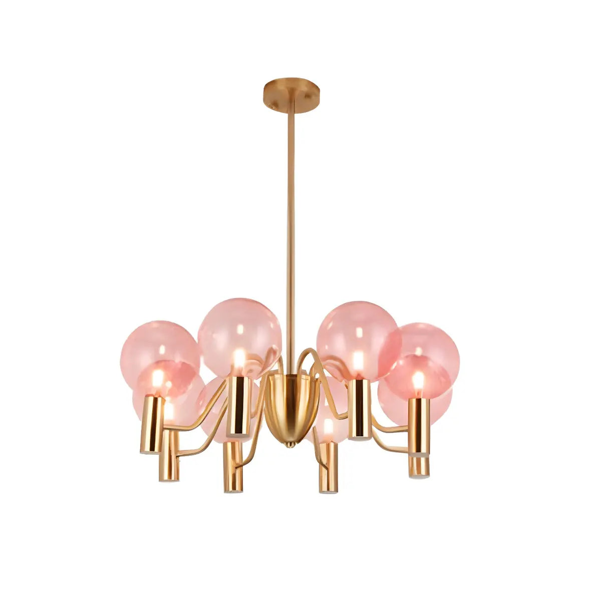 Clear Glass Pink Cluster Dining Room Bubble Chandelier Image - 11