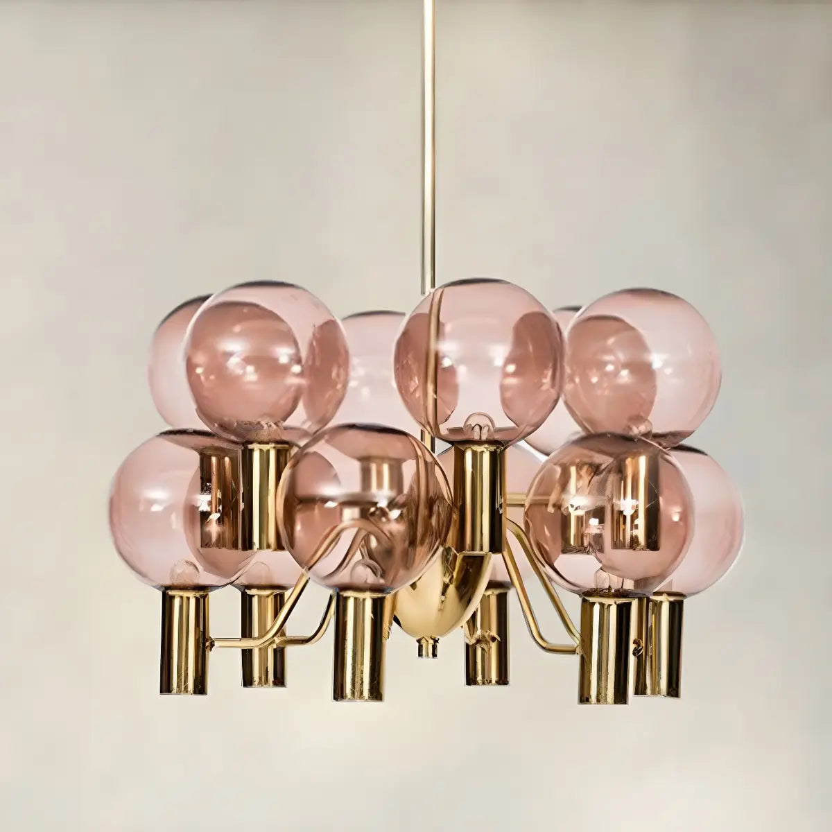 Clear Glass Pink Cluster Dining Room Bubble Chandelier Image - 13