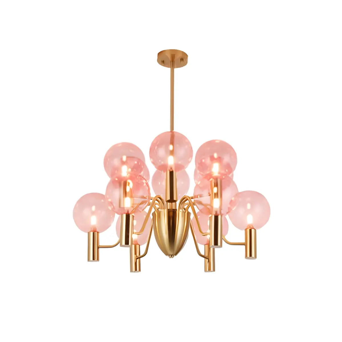 Clear Glass Pink Cluster Dining Room Bubble Chandelier Image - 14